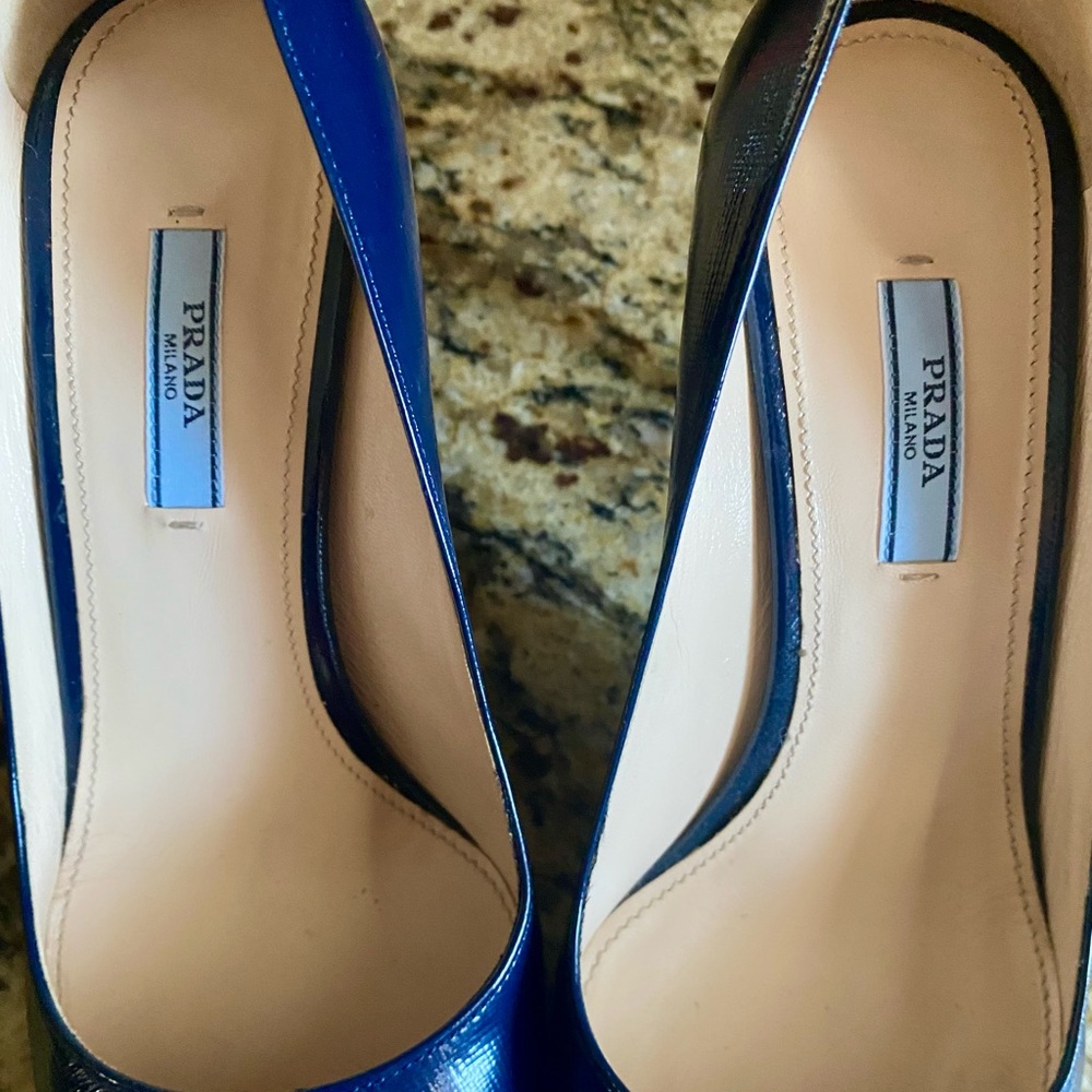 Prada Blue Patent Leather Heels - image 5